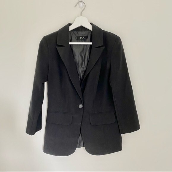 Bcx Blazer Suit Jacket Black Button Front Lined Business Casual Office Medium - Picture 1 of 8
